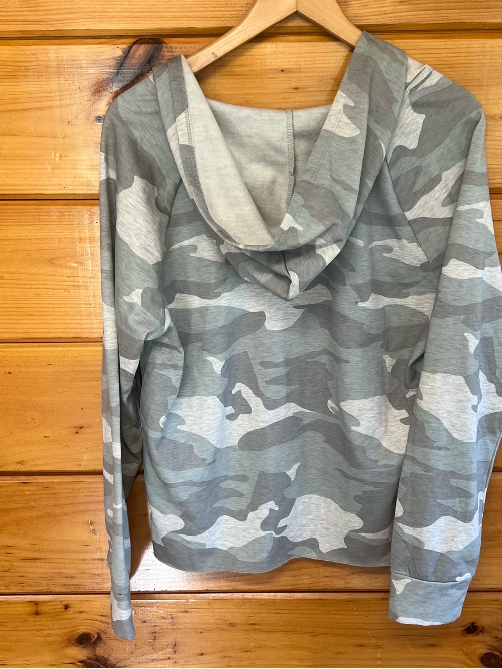 TRUSELF Hoodie Camo Long Sleeve Soft Light Gray M Hooded Pullover Sweatshirt - Picture 5 of 5